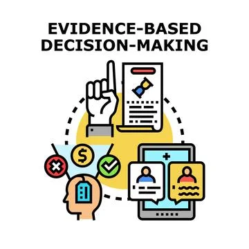 Evidence based decision making process analyzing data for optimal choices Stock Illustration