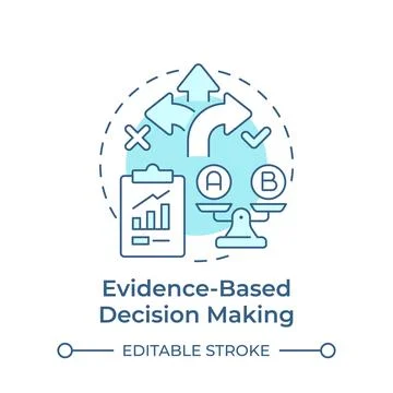 Evidence-based decision making soft blue concept icon Stock Illustration