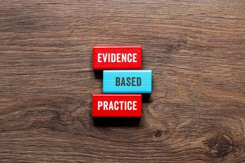 Evidence based practice - word concept on building blocks, text Stock Photos