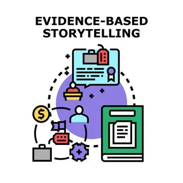 Evidence based storytelling process delivering reliable information Stock Illustration