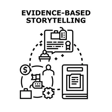 Evidence based storytelling process delivering reliable information Stock Illustration