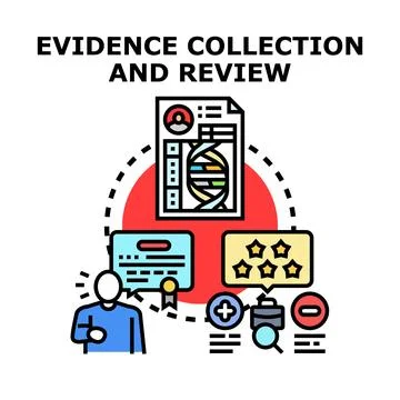 Evidence collection and review process concept Illustrazione stock