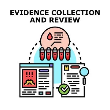 Evidence collection and review process conceptual diagram Stock Illustration