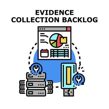 Evidence collection backlog management and forensic analysis task Stockillustratie