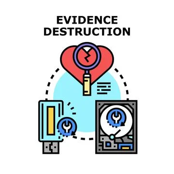 Evidence destruction process deleting digital data concept Stock Illustration