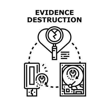 Evidence destruction process deleting digital data concept Stock Illustration