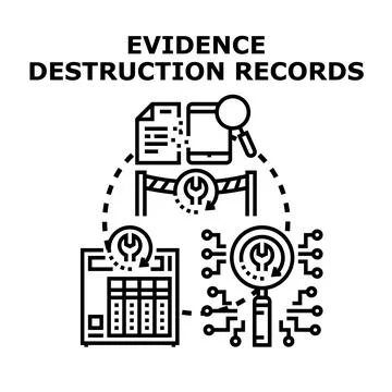 Evidence destruction records management process icon Illustrazione stock