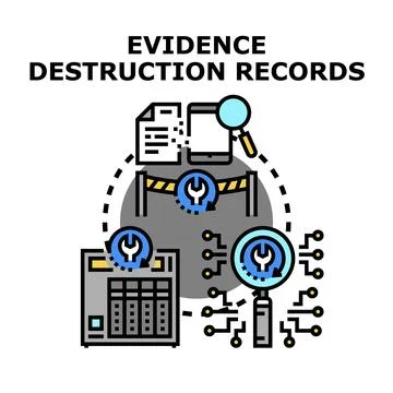 Evidence destruction records management process icon Stock Illustration