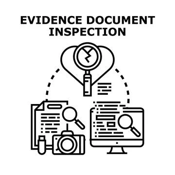 Evidence document inspection concept analyzing data with magnifying glass Stock Illustration