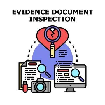 Evidence document inspection concept analyzing data with magnifying glass Stock Illustration