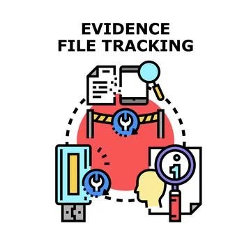 Evidence file tracking digital data analysis process Illustrazione stock