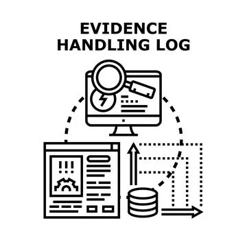 Evidence handling log identifying digital data analytics Stock Illustration