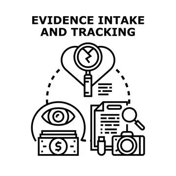 Evidence intake and tracking criminal case investigation concept Stock Illustration