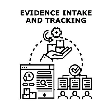 Evidence intake and tracking process concept illustration Illustrazione stock