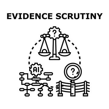 Evidence scrutiny and ai data analysis concept 스톡 일러스트
