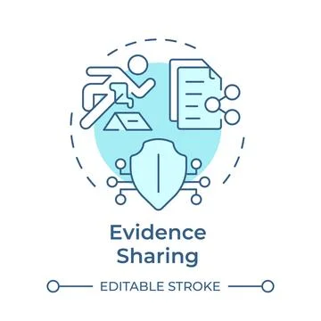 Evidence sharing soft blue concept icon Illustrazione stock