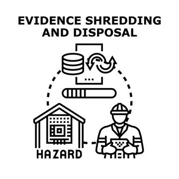 Evidence shredding and disposal process concept 스톡 일러스트