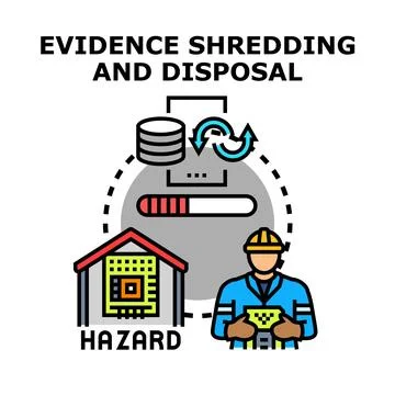 Evidence shredding and disposal process concept Stock Illustration