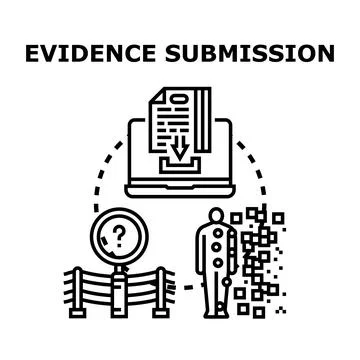 Evidence submission process on computer with data analysis 库存插图