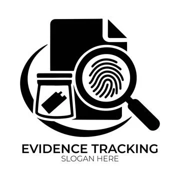 Evidence Tracking Logo Design with Document and Magnifying Glass Stock Illustration