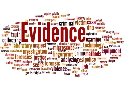 Evidence, word cloud concept 스톡 일러스트