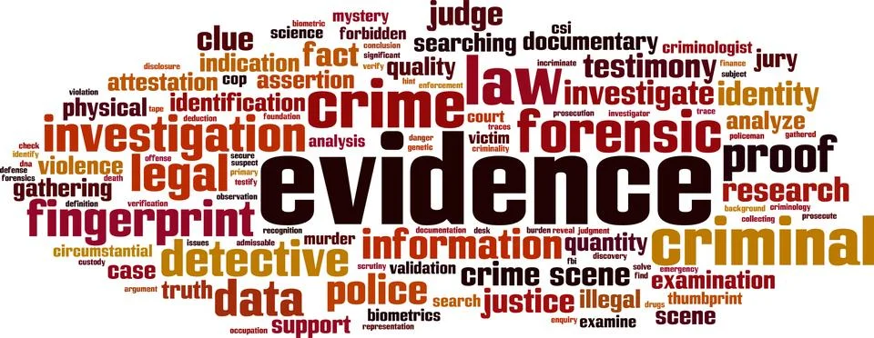 Evidence word cloud Stock Illustration