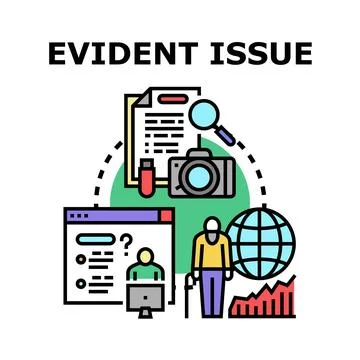 Evident issue problem analysis solution concept Stock Illustration