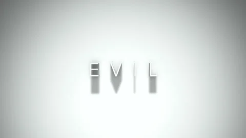 Evil 3D title animation with shadows on a white background Video stock 296003264