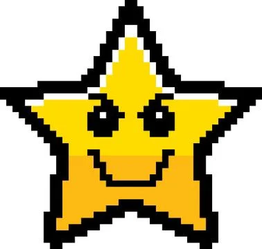 Evil 8-Bit Cartoon Star Stock Illustration