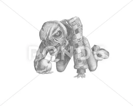 Evil with apple Stock Illustration