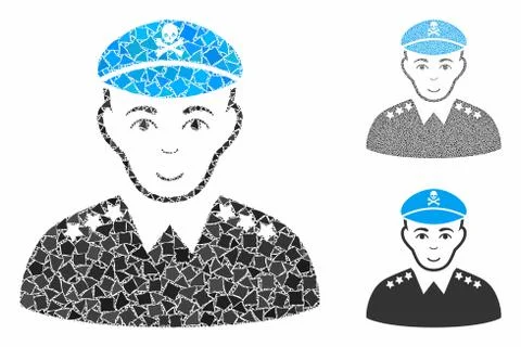 Evil army general Mosaic Icon of Tremulant Elements Stock Illustration