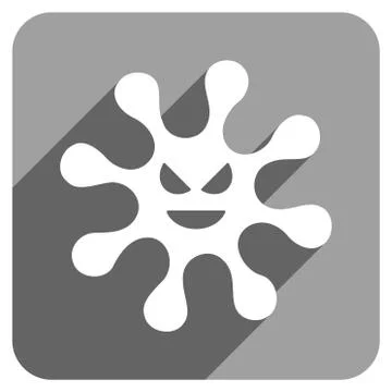 Evil Bacteria Flat Square Icon with Long Shadow Stock Illustration