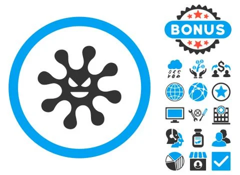 Evil Bacteria Flat Vector Icon with Bonus Illustrazione stock