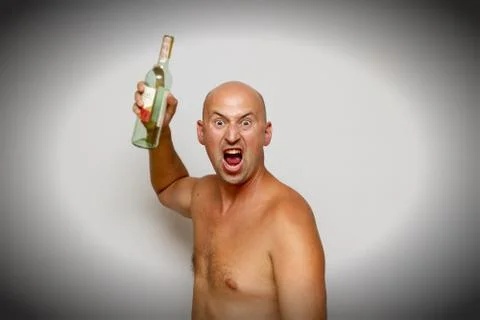 Evil Bald Drunk Man Stock Photos