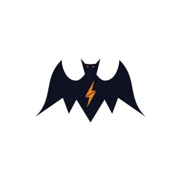 Evil bat icon with lightning symbol flat and simple vector design white isolated 스톡 일러스트