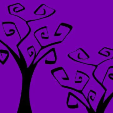 Evil Black Halloween Tree Silhouette on Purple Background Stock-Illustration