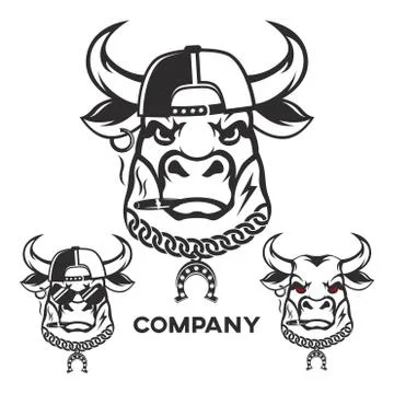 Evil bull head logo Stock Illustration