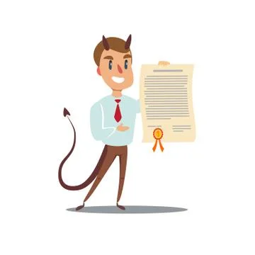 Evil businessman offering contract. Devil s contract. Stock Illustration