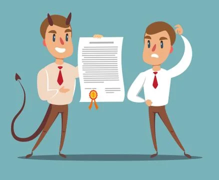 Evil businessman offering contract. Devil's contract. Stock Illustration