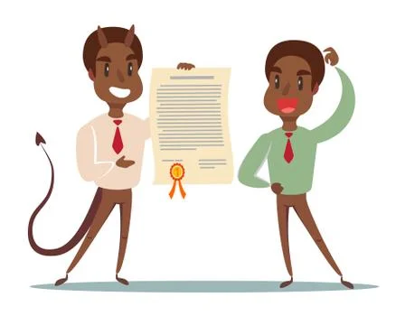 Evil businessman offering contract. Devil's contract. Stock Illustration