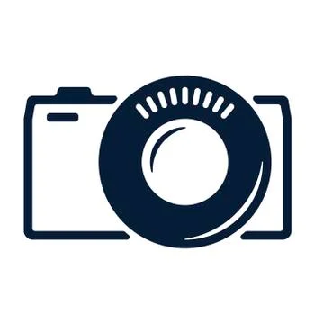Evil camera icon in geometric style. Isolated and flat. Stock Illustration