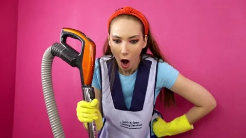 The evil cleaning lady swears. Stock Footage 160507370