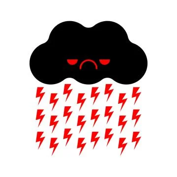 Evil cloud and lightning. Sign for weather for smartphone application. Thun.. Stock Illustration