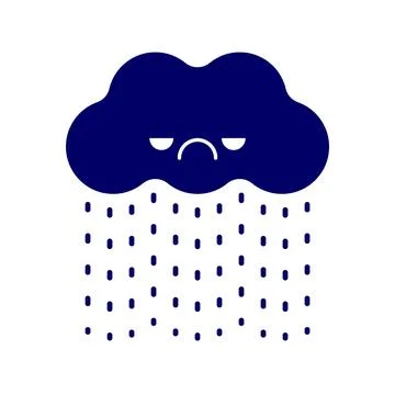 Evil cloud and rain. Sign for weather for smartphone application. Rainfall ic Stock Illustration