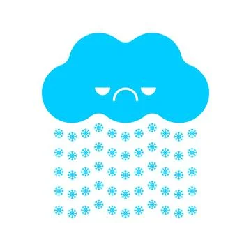 Evil cloud and snow. Sign for weather for smartphone application. Snowfall ic Stock Illustration