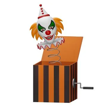 Evil clown in the box Stock Illustration