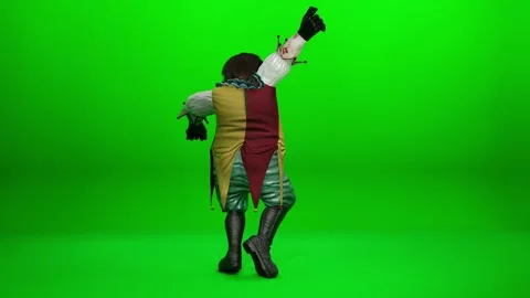 Evil Clown Dancing on Green Screen for Halloween Stock Footage 318209913