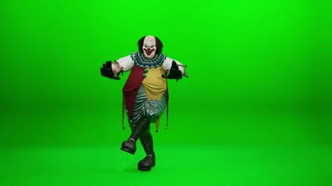 Evil Clown Dancing Loop on Green Screen Stock Footage 318207851