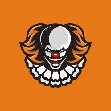 Evil clown logo design, vector illustration Illustrazione stock