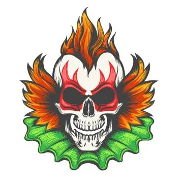 Evil Clown Skull Stock Illustration